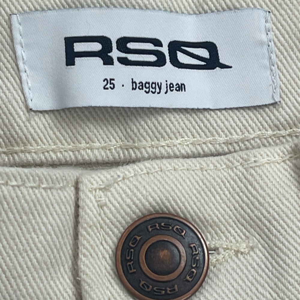 RSQ High Rise Relaxed Straight Leg Cream Jeans Size 25 - Picture 8 of 14